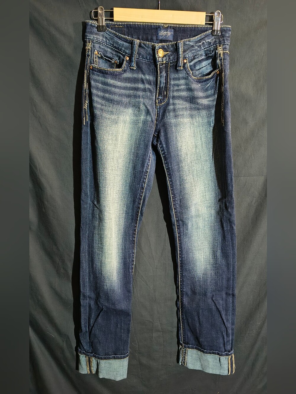 Daytrip Dark Blue Boyfriend Jeans with Cuffed Hem